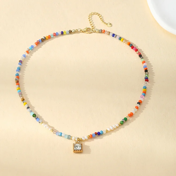 Nz2833 Color Beaded Necklace Vintage Temperamental Minority Clavicle Chain Ins All-Match Necklace Women