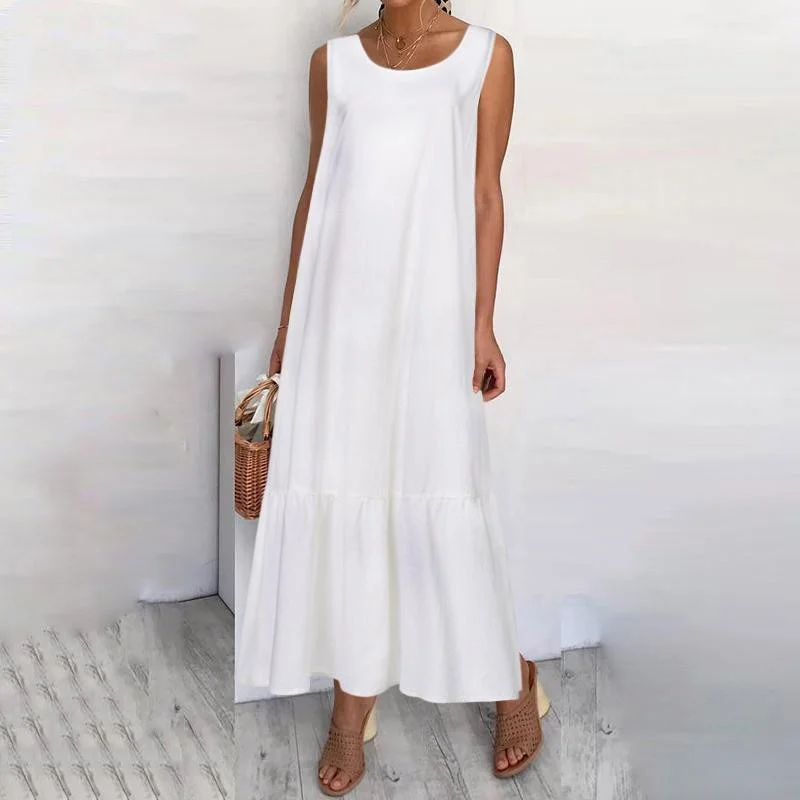⚡NEW SEASON⚡Casual Solid Linen-Blend Maxi Dress