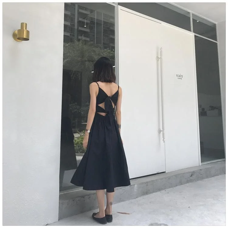 Stylish Black V Neck Party Dress, Summer Dress