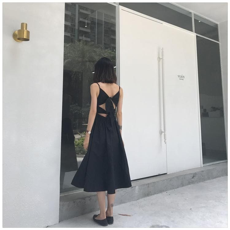 Stylish Black V Neck Party Dress, Summer Dress