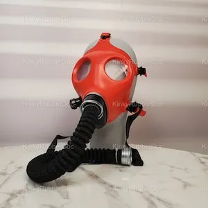 pornhint Pornhint Handcrafted Rubber Gas Mask, Hose and Drinking connector. Breathplay Latex Red Gear Fetish Shower Piss BDSM Bondage Gay Sex kinky Gimp Suit