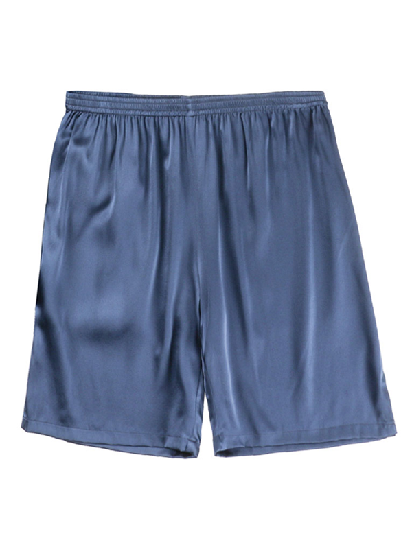 Casual Loose Elastic Blue Men's Silk Boxers