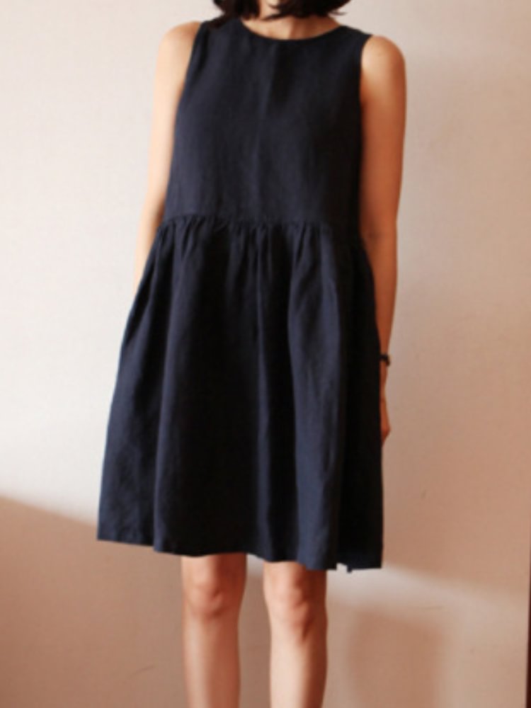 Pleated Loose Fit Tank Mini Dress