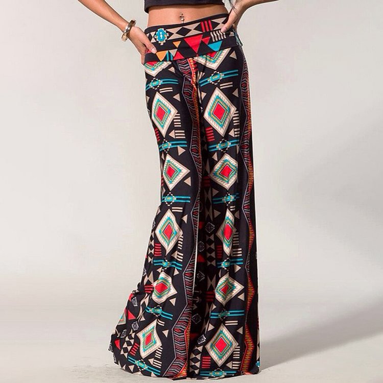 Comstylish Retro sexy positioning print wide-leg pants