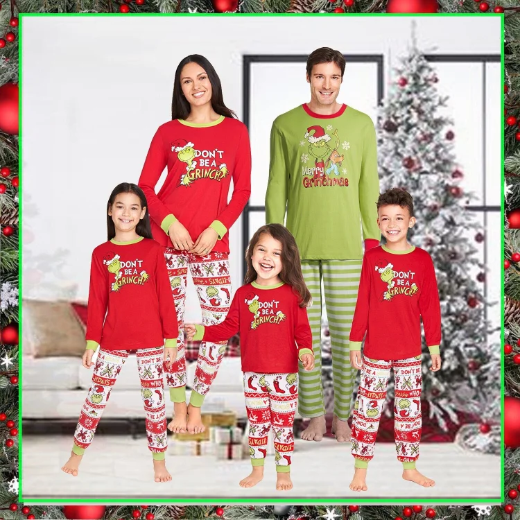 Christmas Cartoon Print Funny Xmas Family Matching Pajamas Sets