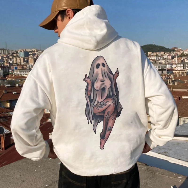 Naughty Sexy Lady Ghost with Tattoo Black Print Hoodie