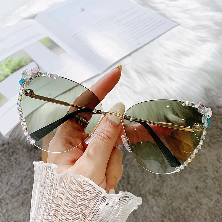 2022 Bling Diamond Gradient Cat Eye Sunglass