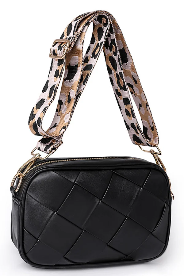 Leopard Pattern Braided Shoulder Bag