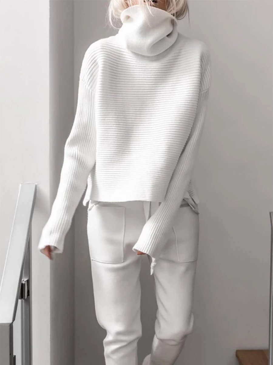 Rotimia Turtleneck Knitted Two Pieces Pants Suits