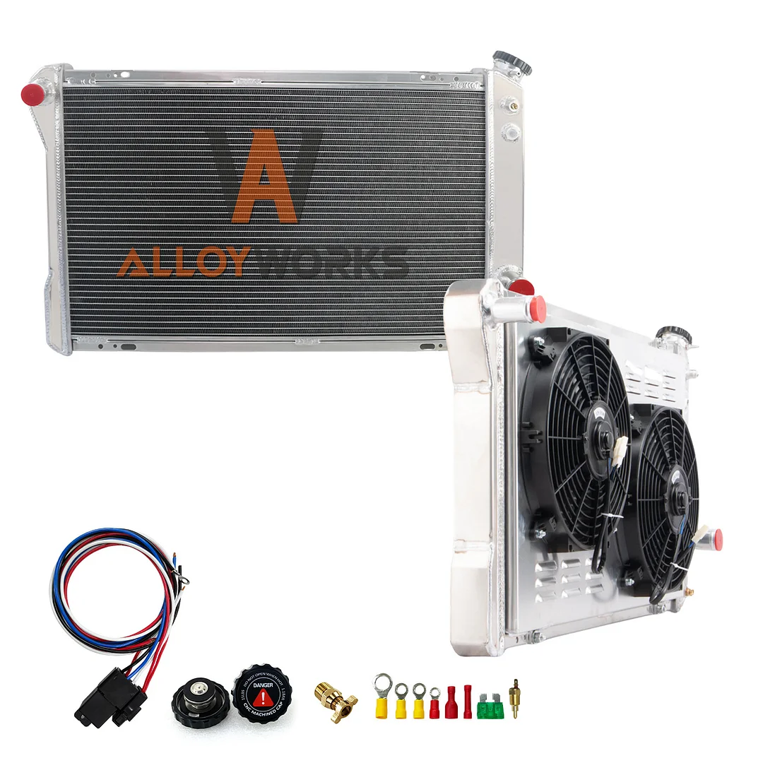 Alloyworks 3 Row Aluminum Radiator Shroud Fan For 82-1992 Chevy Camaro Pontiac Firebird