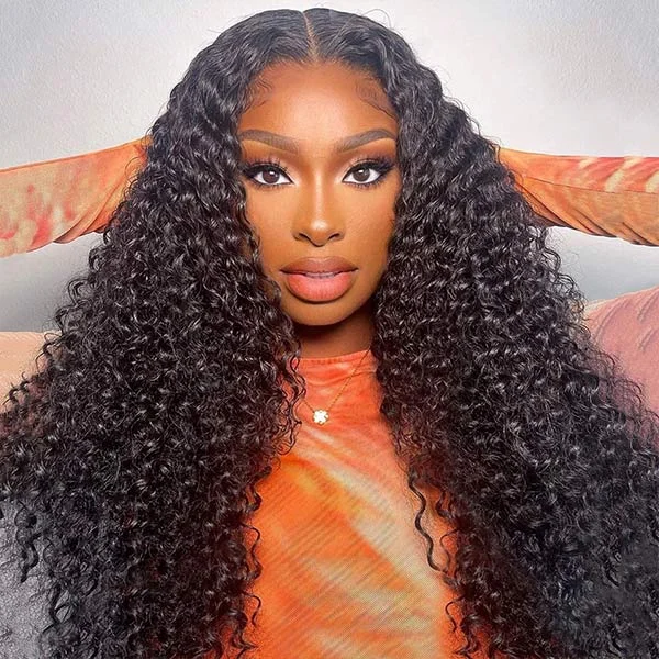 13x6 Lace Front Wig Curly Human Hair Wig Transparent Kinky Curly Lace Front Wig