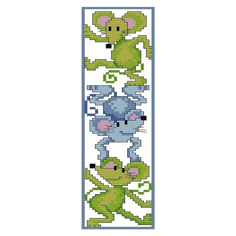 11CT Stamped Double-Sided Mice Stack Up Cross Stitch Bookmark Kit 18x6cm gbfke