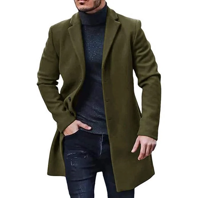 Daily Notch Lapel Single Breasted Long Sleeve Overcoat