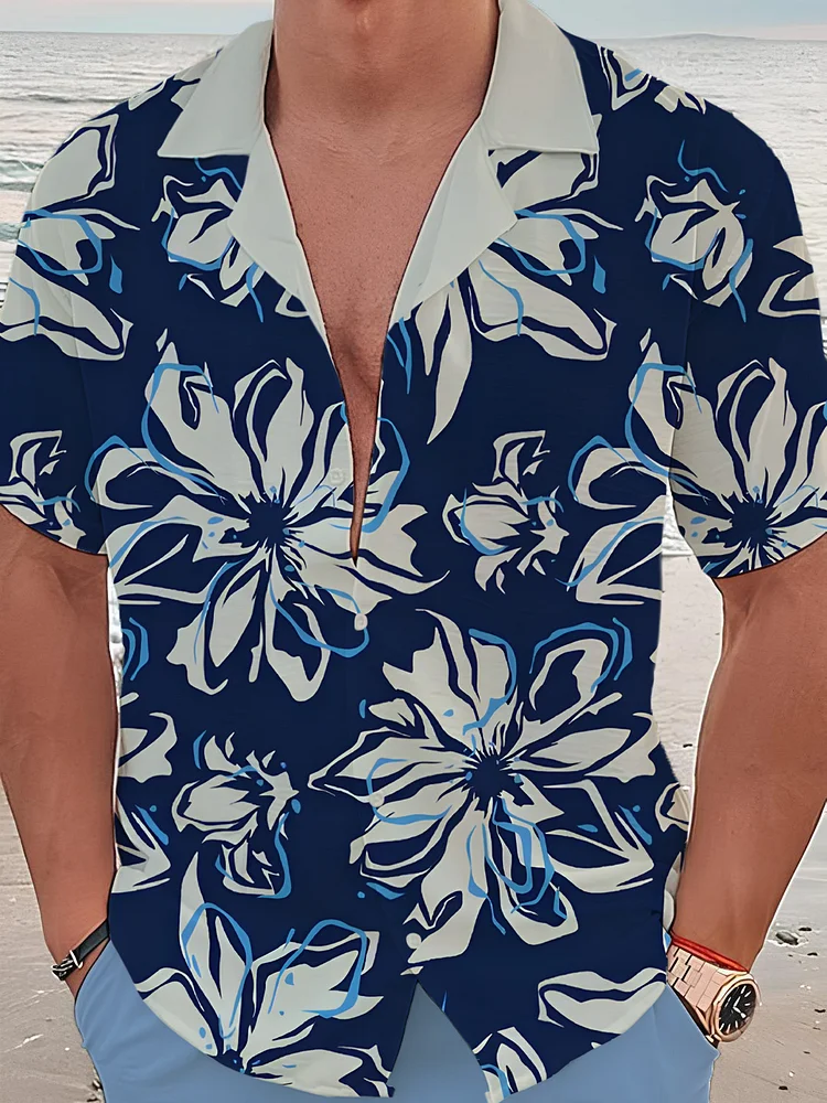 Men's Flowers Art Print Vacation Shirt