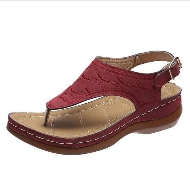 Women's Buckle Wedge Embroidered Sandals