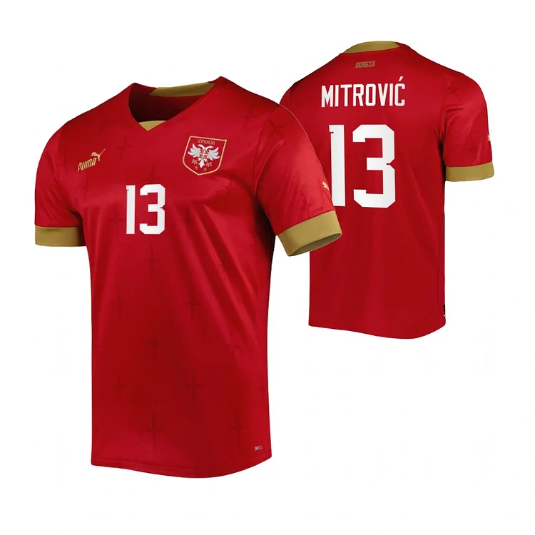 Serbia Stefan Mitrović 13 Home Shirt Kit World Cup 2022