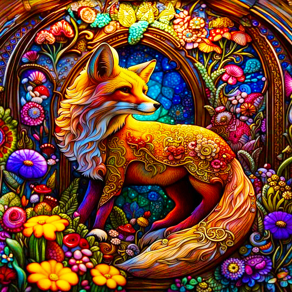 Flower Fox 40*40CM(Canvas) Diamond Painting