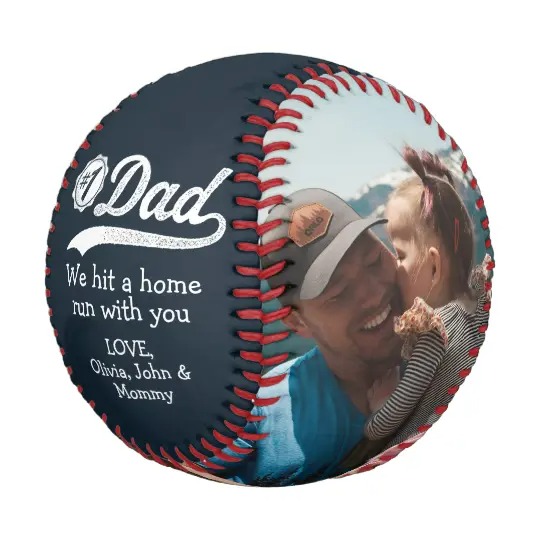 Trendy 4 Photo Best Dad Ever Keepsake Fathers Day Baseball