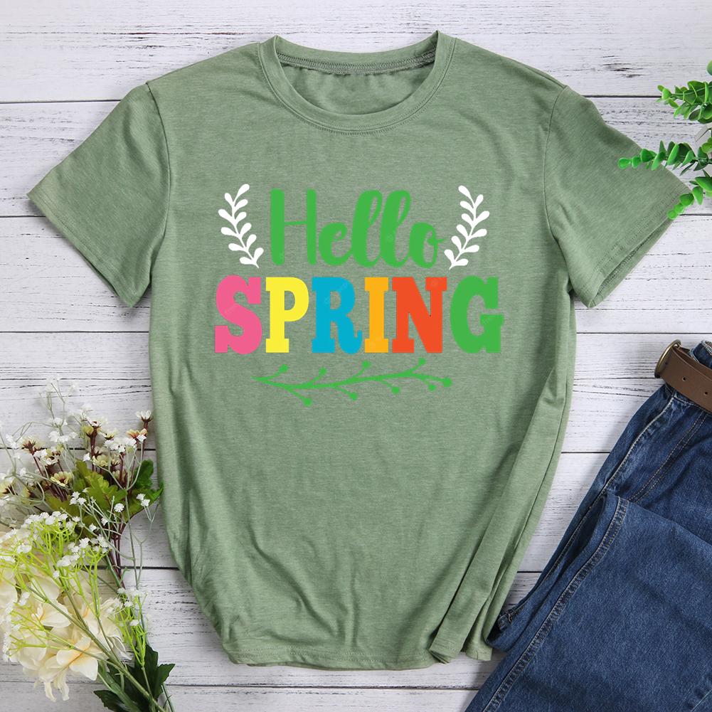 hello spring Round Neck T-shirt-017184-Guru-buzz