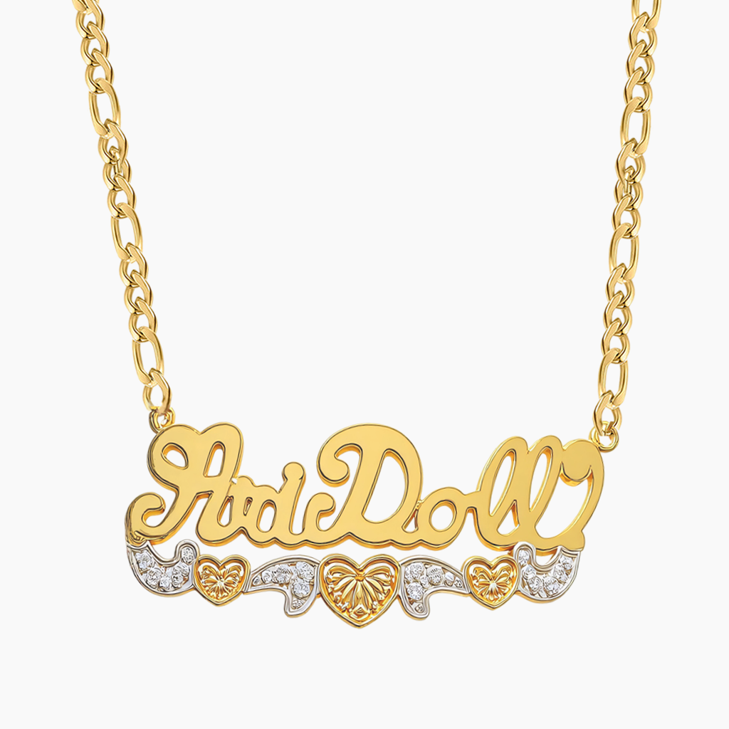 Personalized Silver Gold Carved Name Necklace