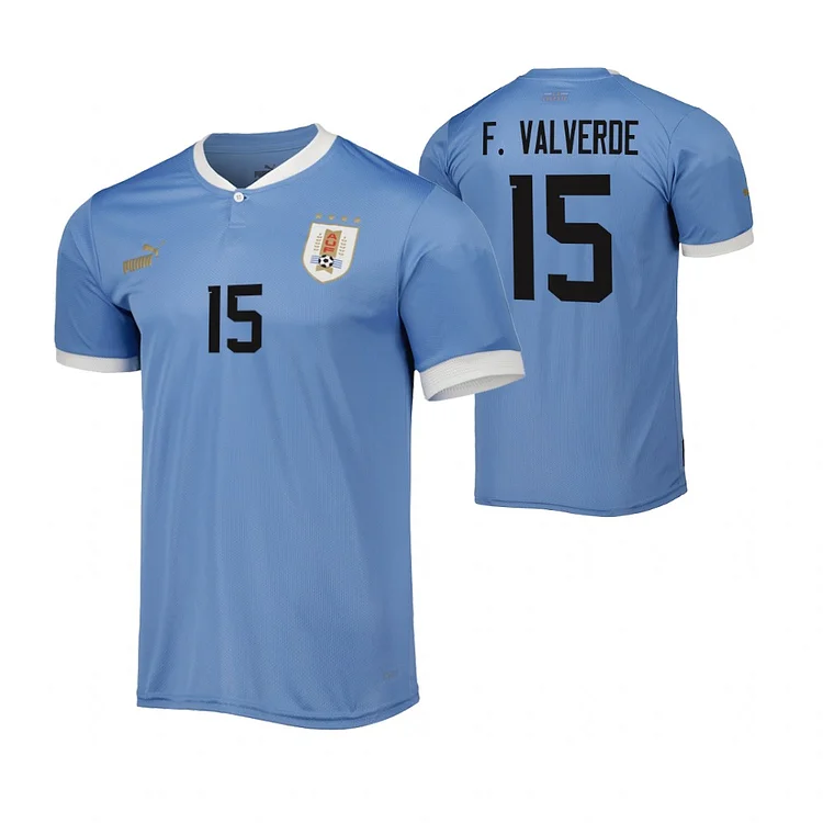 Uruguay Federico Valverde 15 Home Shirt Kit World Cup 2022