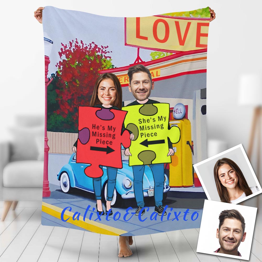 Custom Blankets Personalized Photo Blanket Fleece Jigsaw Puzzle Couple ...