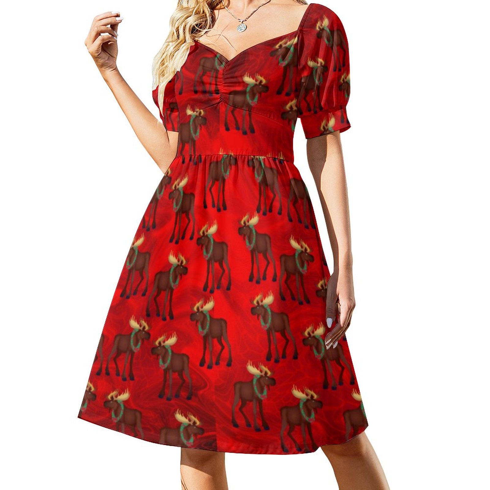 white christmas dresses Scarlette Christmas Tree Long Sleeved Midi Dress