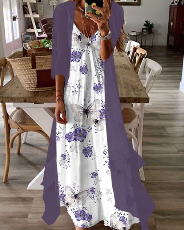 Casual Fake Two Piece Print Dress S-3XL - Chicaggo