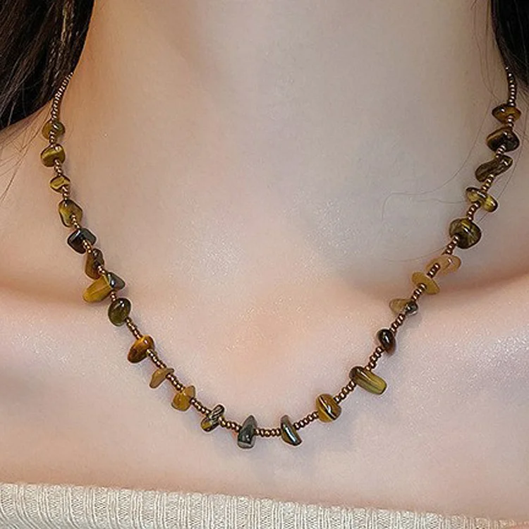 Handmade amber stone beads necklace