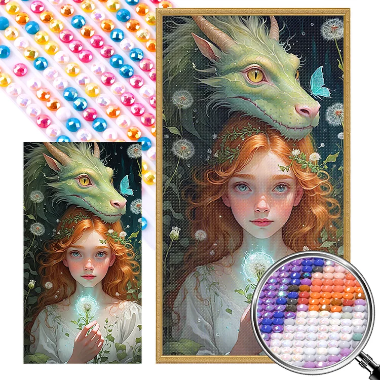Dragon And Red-Haired Girl 40*75CM (Canvas) Full AB Round Drill Diamond Painting gbfke