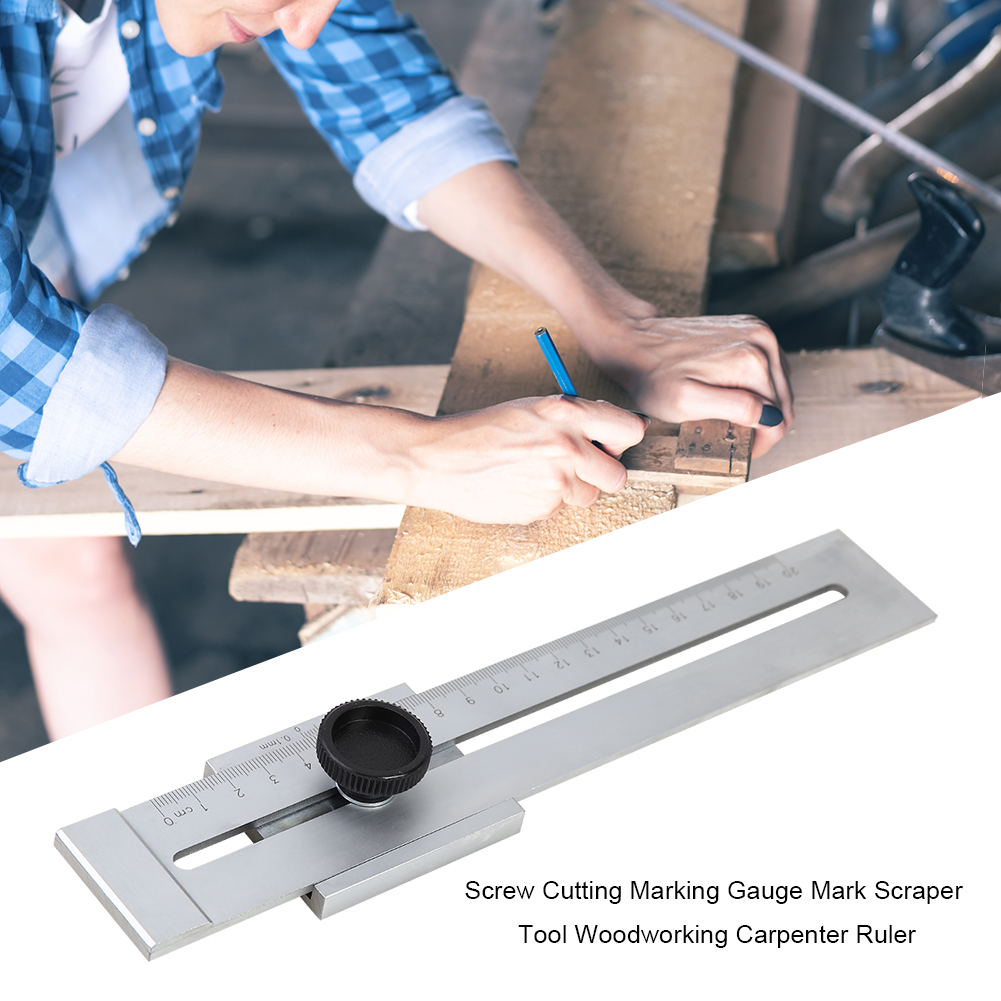Screw Cutting Marking Gauge Mark Scraper Tool Woodworking Carpenter Ruler, 20cm, 501 Original
Screw Cutting Marking Gauge Mark Scraper Tool Woodworking Carpenter Ruler, 20cm, 501 Original