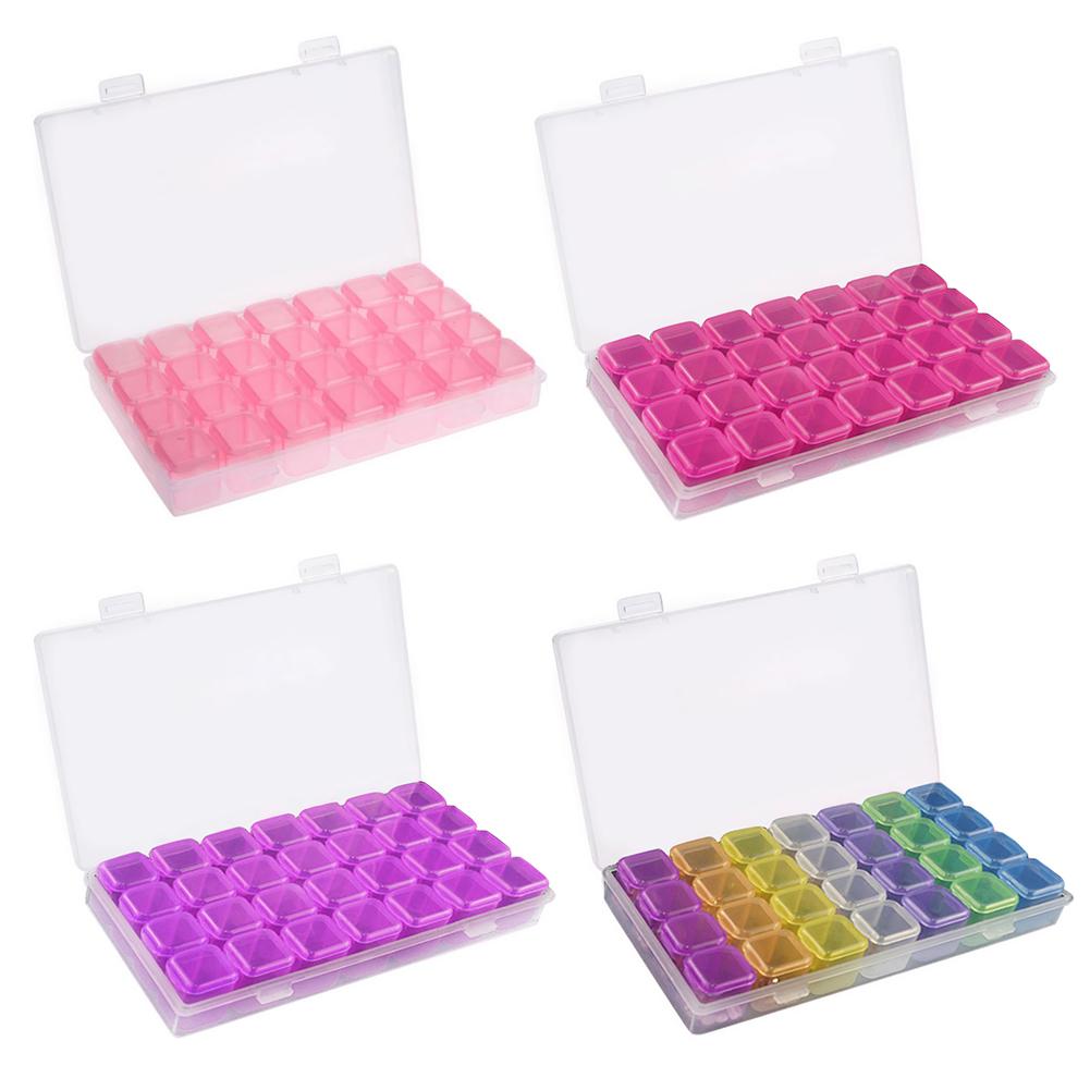 28 Grids Plastic Nail Art Storage Box Case Jewelry Organizer