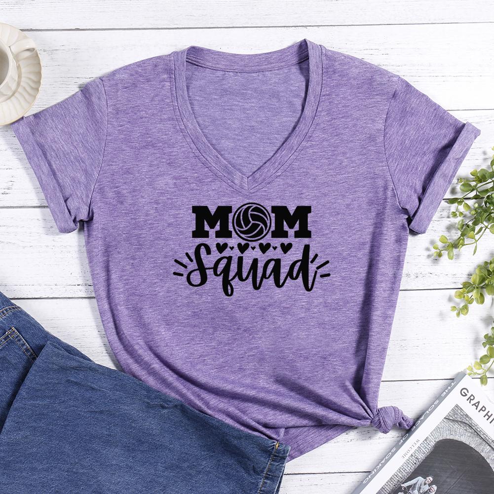 Volleyball Mom Squad V-neck T Shirt-Guru-buzz