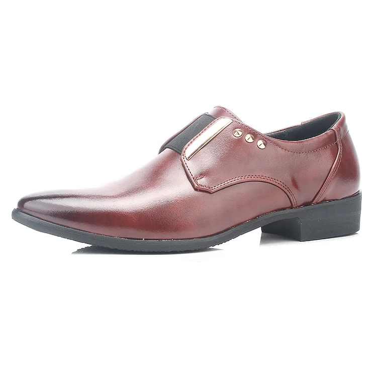 PU Leather Gradient Color Metallic Decor Pointy Toe Business Dress Shoes