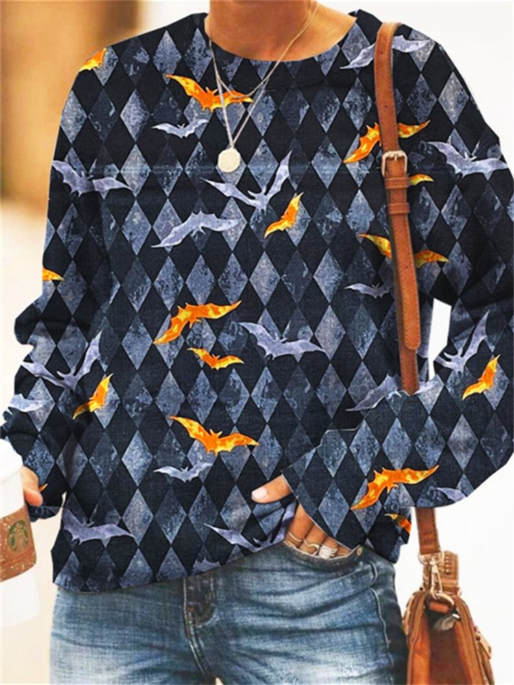 Halloween Bat Midnight Haunt Graphic Sweatshirt