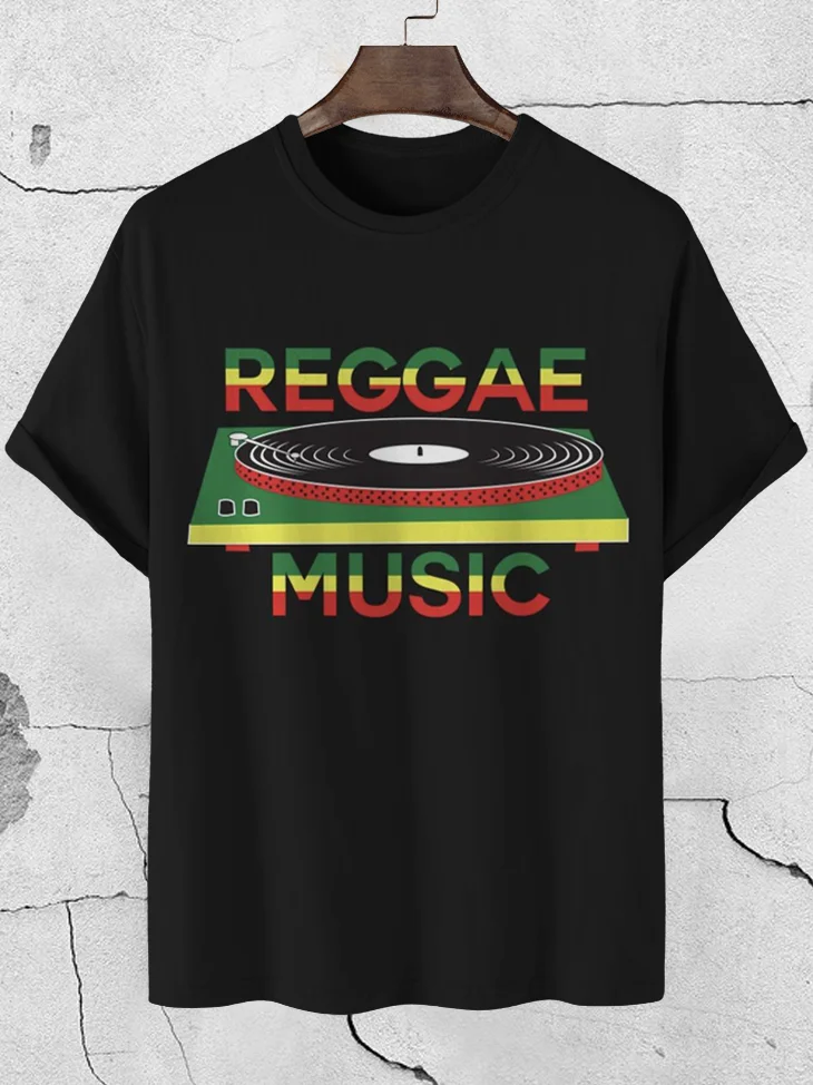 Men's Reggae Music Graphic Print Cotton Casual T-Shirt