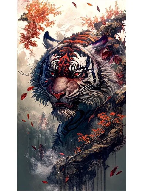 Ink Painting Tiger 11CT Stamped Cross Stitch 50*90CM