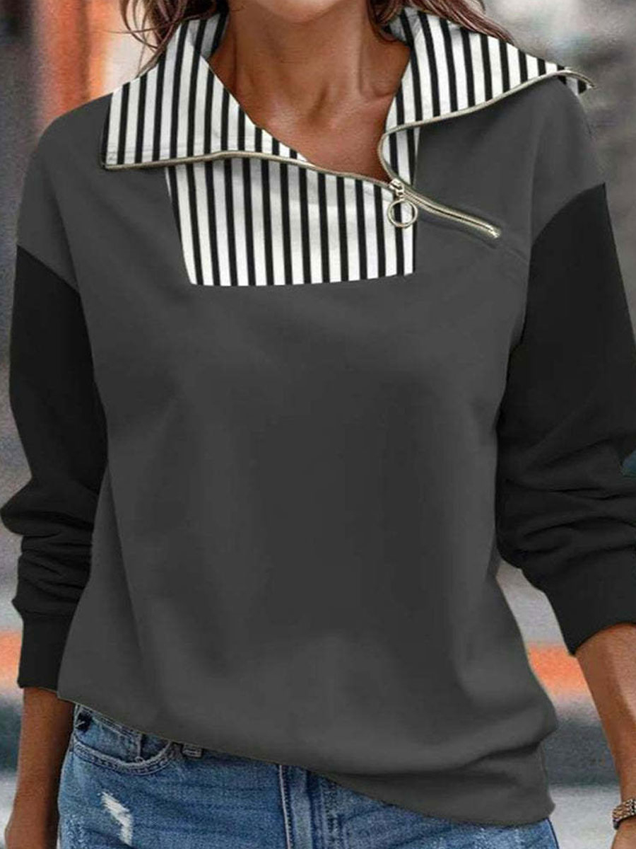 Women's Fashion Street Print Loose Casual Zipper Hoodies & Sweatshirts