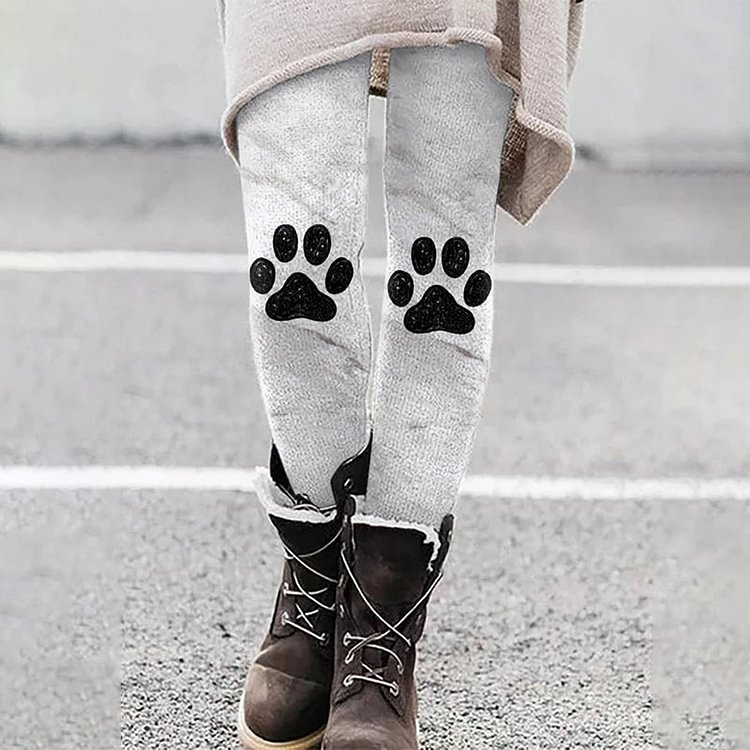 Vefave Casual Everyday Paw Print Leggings