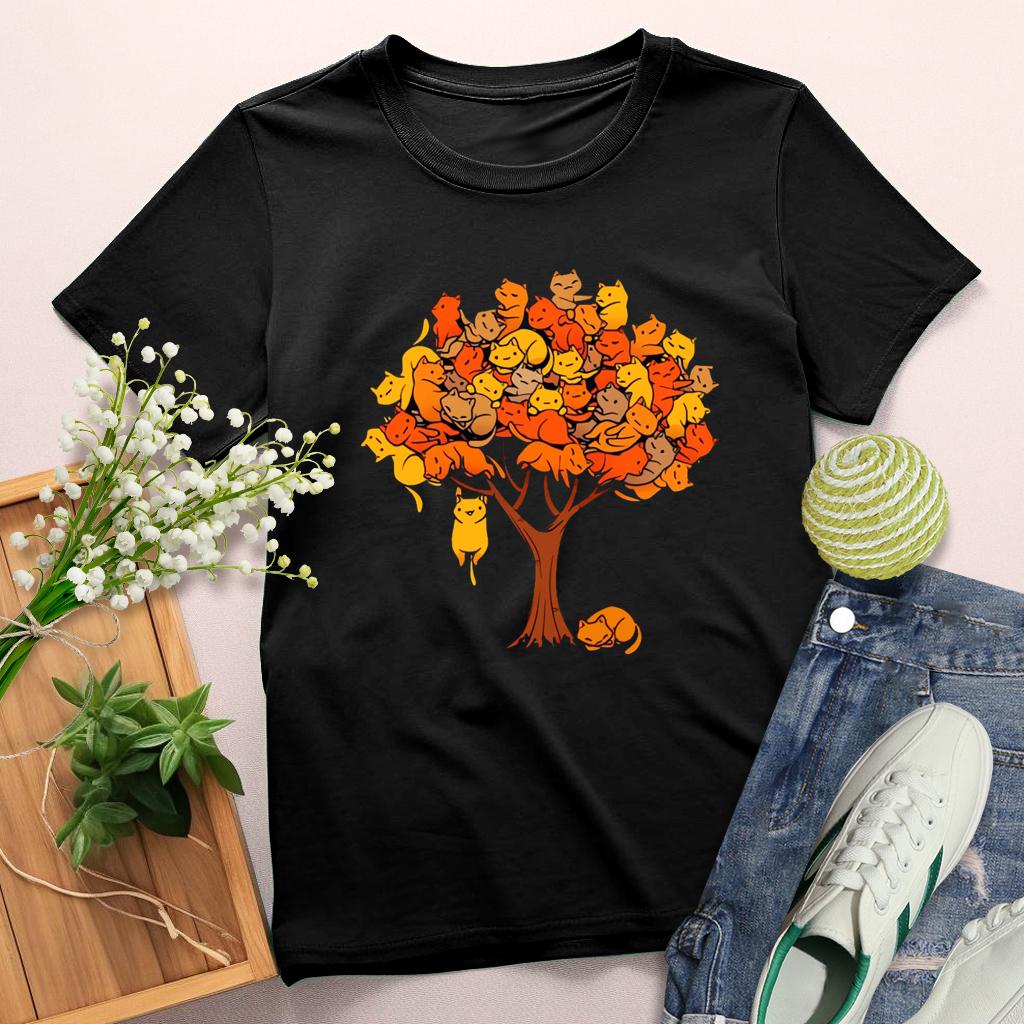 Cat tree Round Neck T-shirt-0025229-Guru-buzz