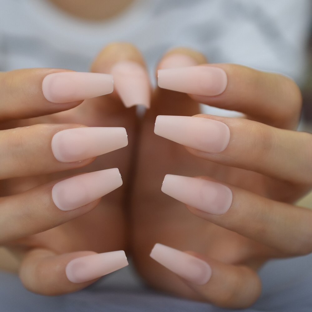 Churchf Ruber Matte Nude Fake Nails Coffin Yellow Rose Pink Green Ballerina Press On Fingernails
