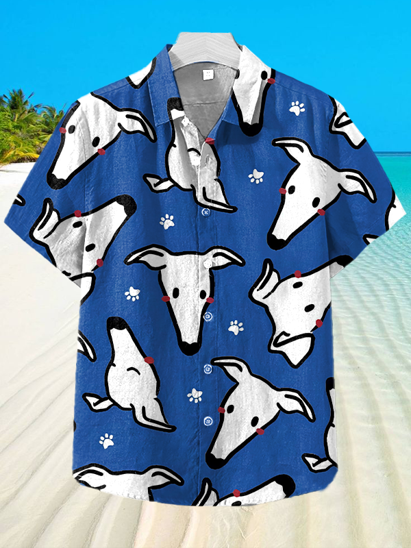 Men's Fun Puppy Art Print Short Sleeve Shirt