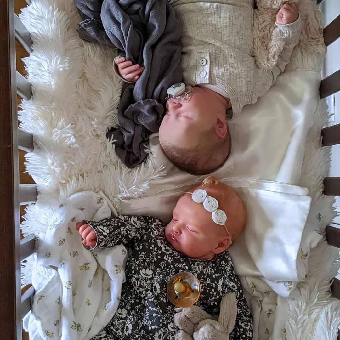 [Reborn Twins] 20'' Look Real Reborn Toddlers Baby Sisters Dolls Sleeping Girls Handcrafted Clarissa and Iyla by Creativegiftss® -Creativegiftss® - [product_tag] RSAJ-Creativegiftss®