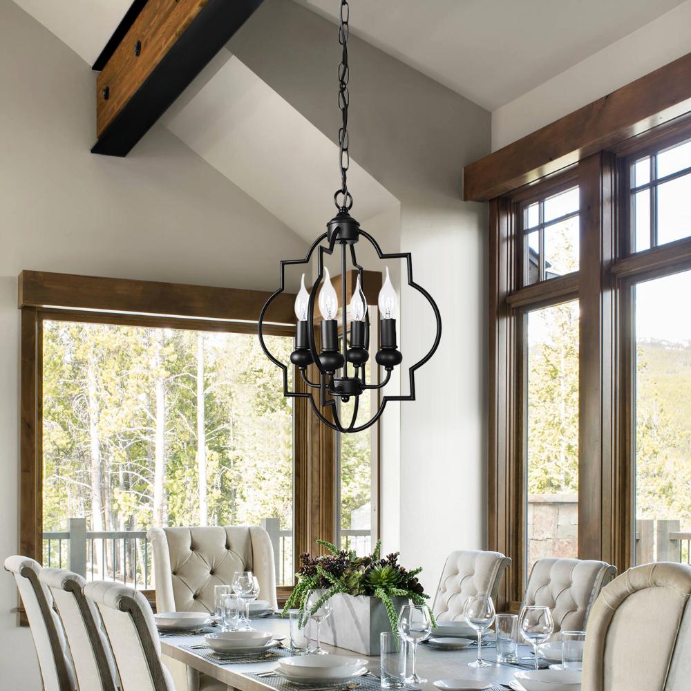 Farmhouse Rustic 4-Light Lantern Pendant Lighting