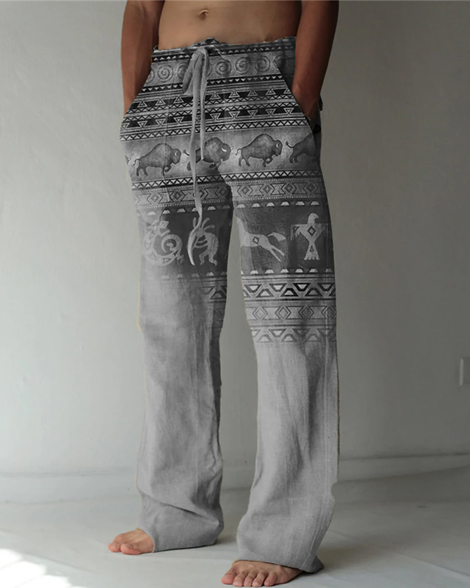 Suitmens Men's Southwest Style Cotton Linen Trousers 17