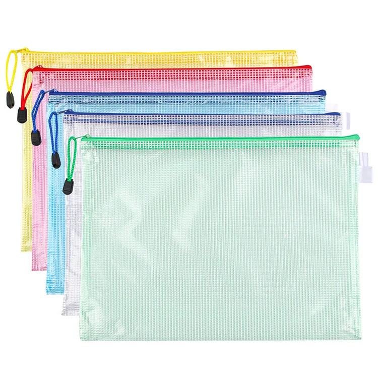 5 pcs Waterproof Mesh Zipper Bag Cross Stitch PVC Mesh Zip File Bag Puzzle Bags gbfke