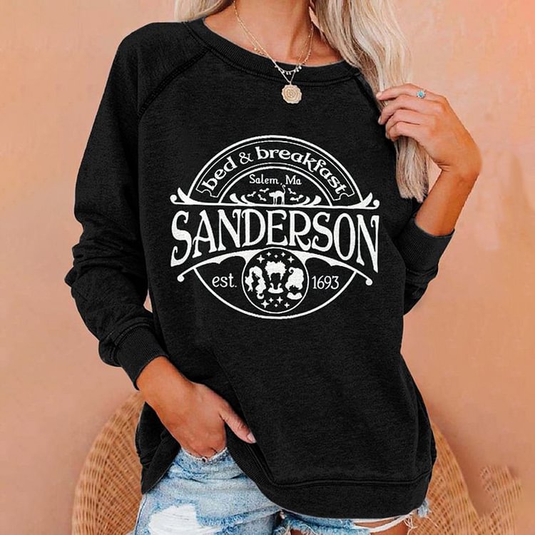 Crew Neck Halloween Alphabet Print Sweatshirt