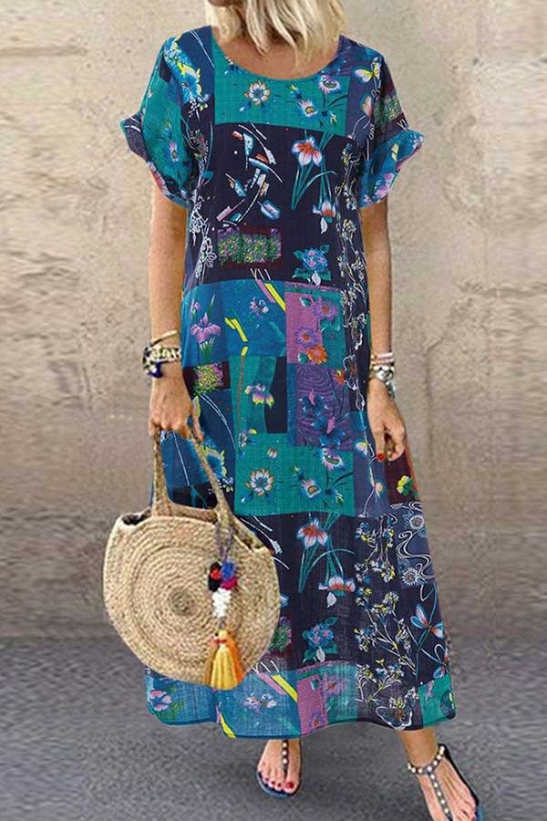 Printed Plus-size Scoop Vacation Dress - Shop Trendy Women's Clothing | LoverChic