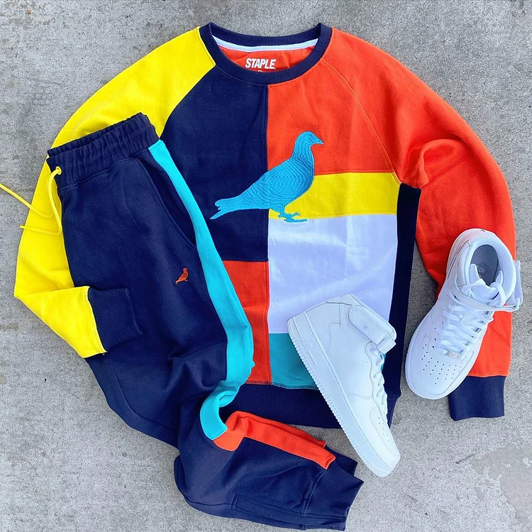 Colorblock bird sports suit