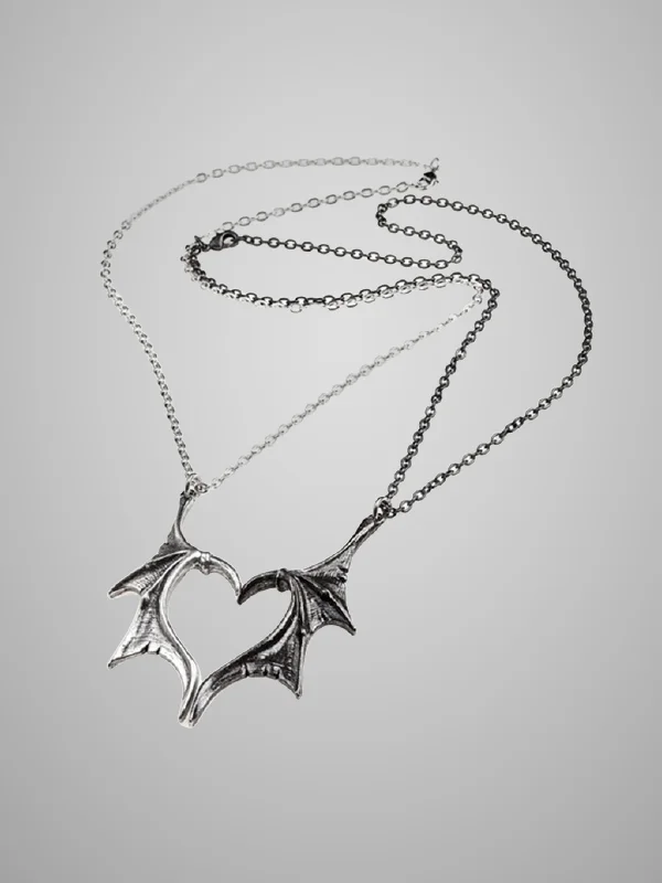 Gothic Dark Devil Wings Necklace+Vintage Devil Wings Necklace